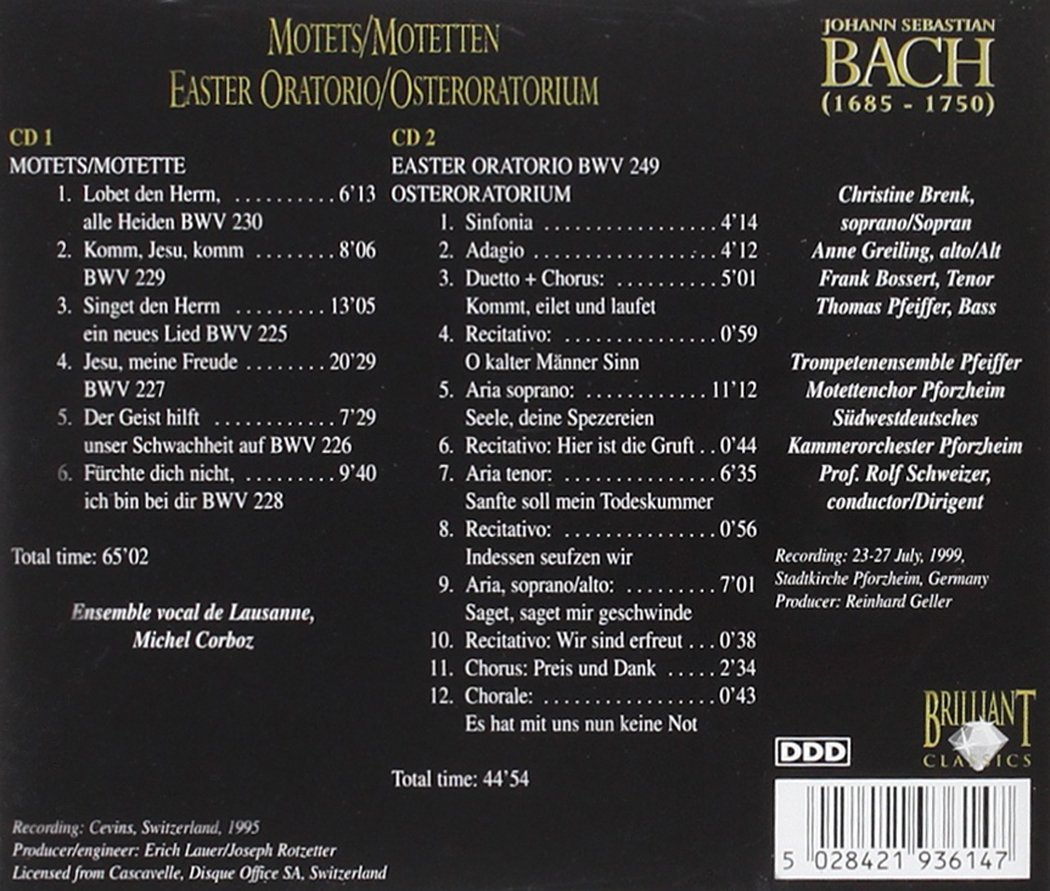 BACH: Motets- Easter Oratorio