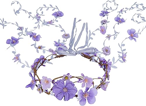 Miniatura 2 de Diadema de flores para mujeres - Corona floral de hadas para princesa, diadema floral para Renacimiento, feria renacentista, cosplay de boda