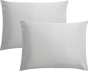 FLXXIE Microfiber Pillow Cases Standard Size, Soft Pillowcases with Envelope Closure, Wrinkle, Stain Resistant Pillow Covers, 20x26, Light Grey