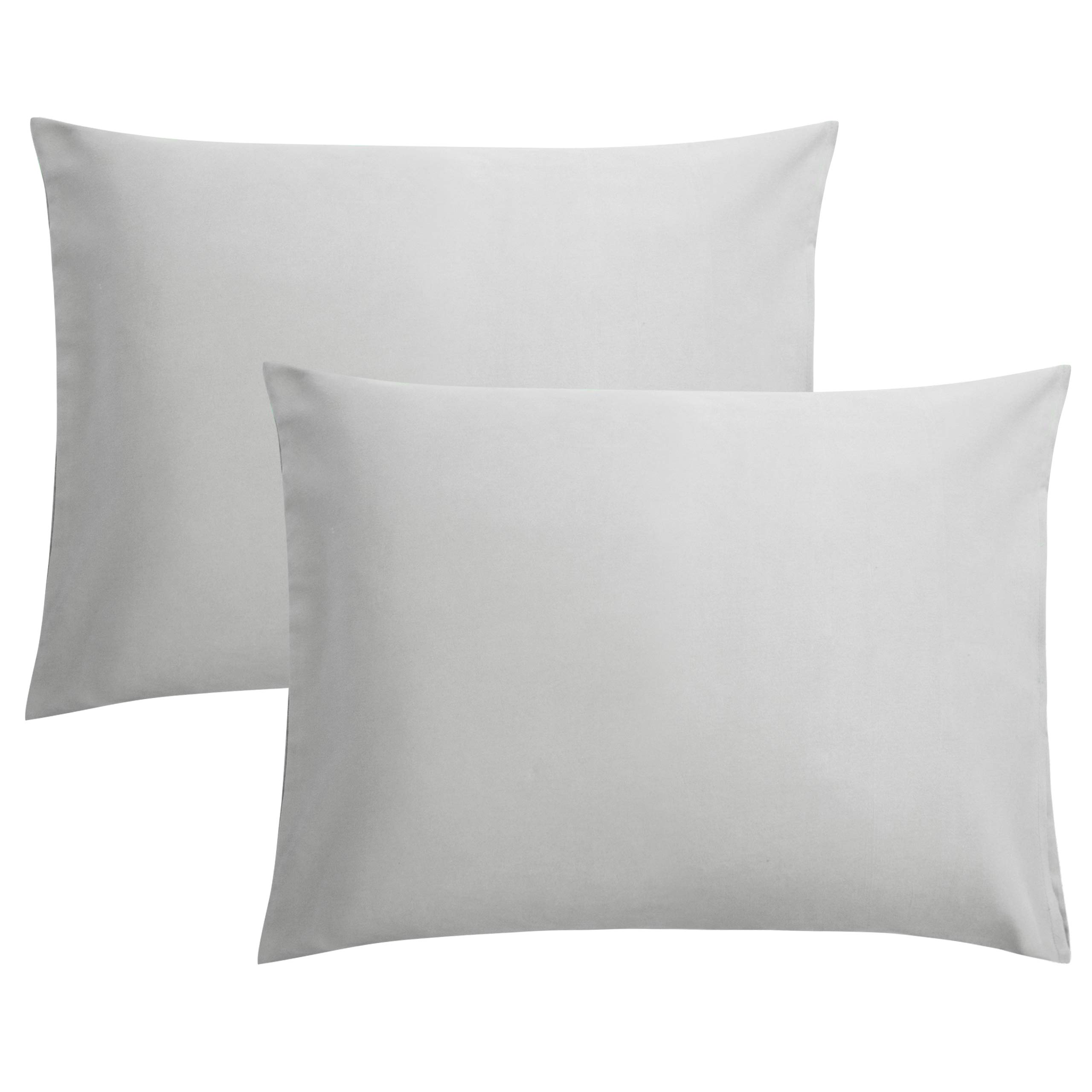 FLXXIE 2-Pack Microfiber Standard Pillow Cases, Envelope Style, Light Grey