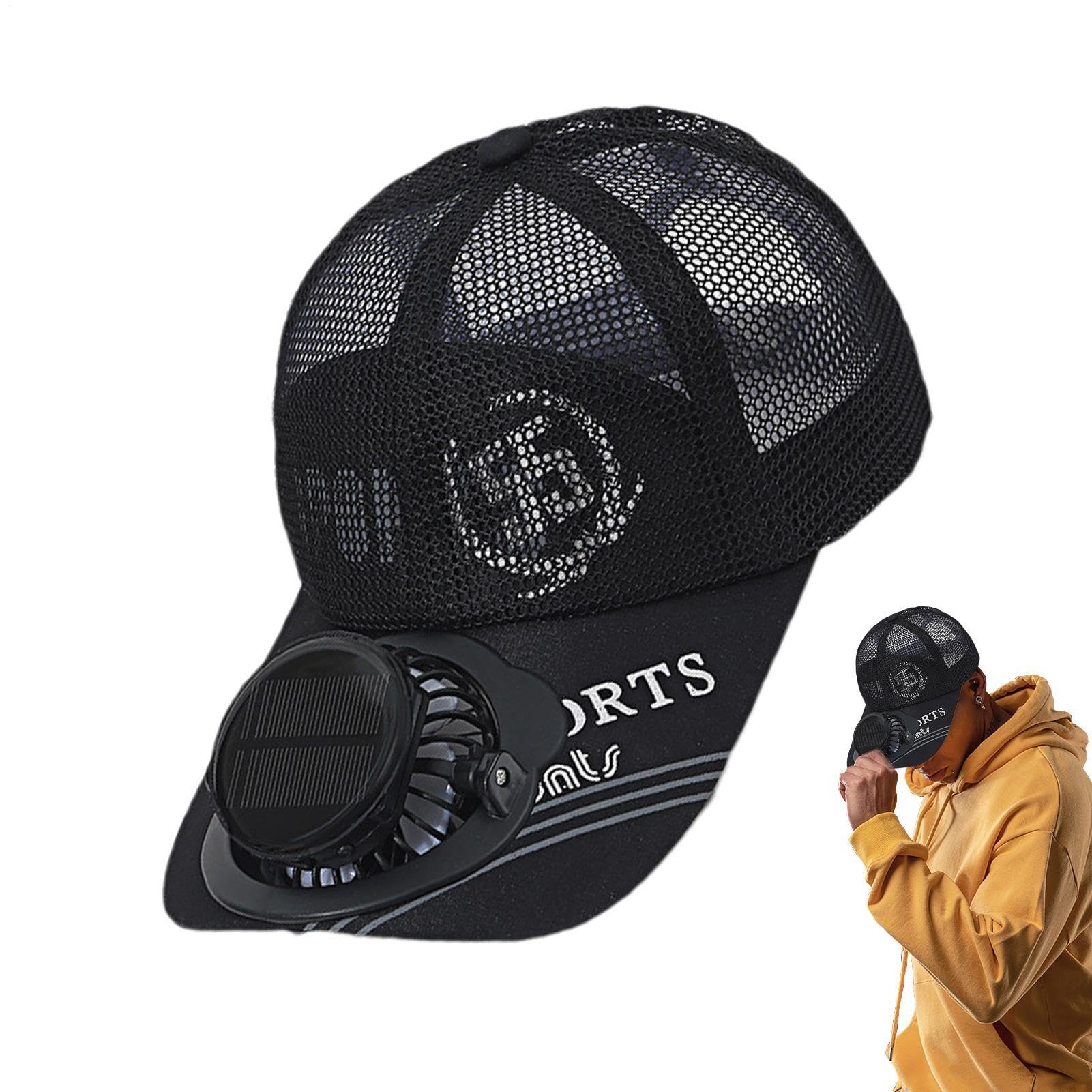 Cappello Esterno Con Ventilatore Integrato - Funzione Di Raffreddamento Ad Energia Solare, Compatibile Con La Ricarica USB Design Di Ventilazione, Costruzione Leggera Comoda Da Indossare | Po