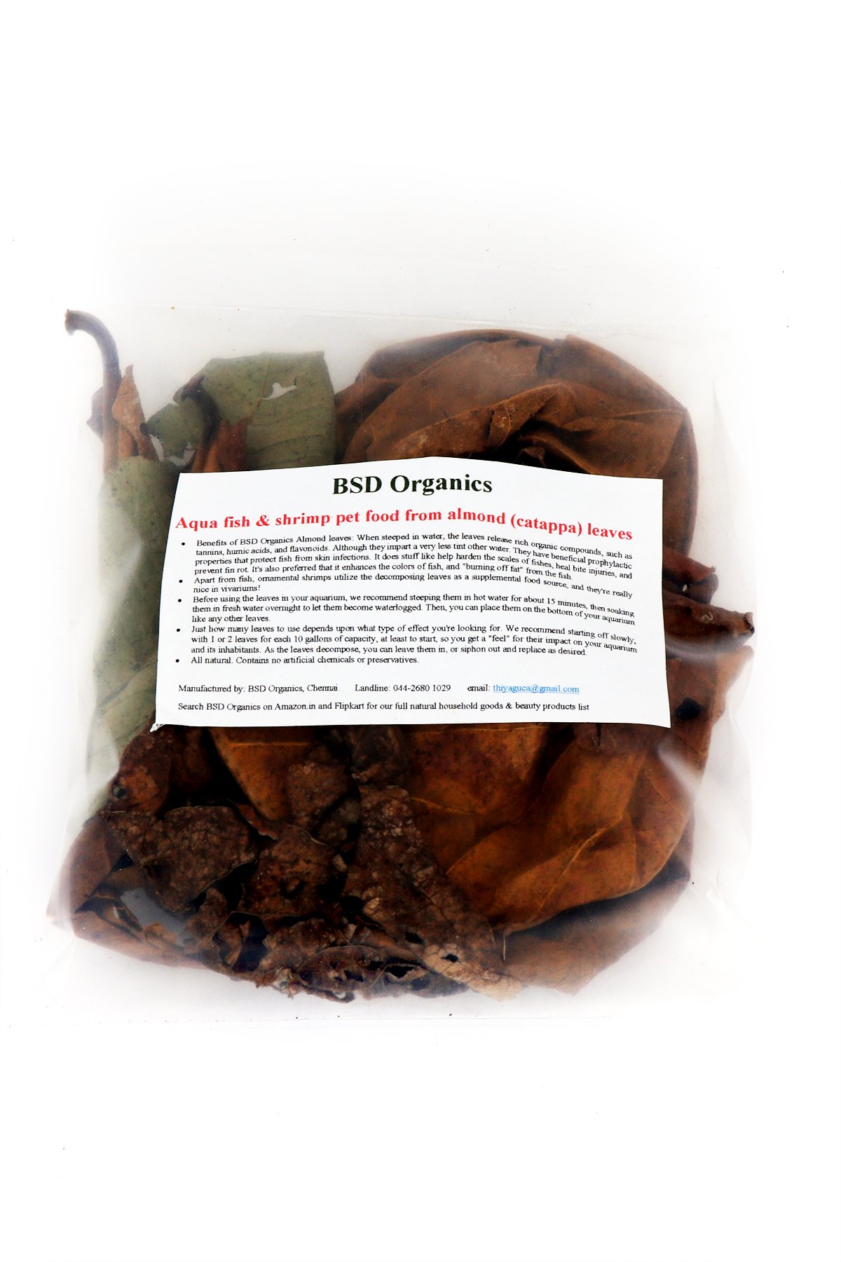 BSD Organics Aqua Fish & Shrimp & Shrimp pet Food Almond (catappa) Leaves - 50 gm (B078ZG1L7L) Amazon Price History, Amazon Price Tracker