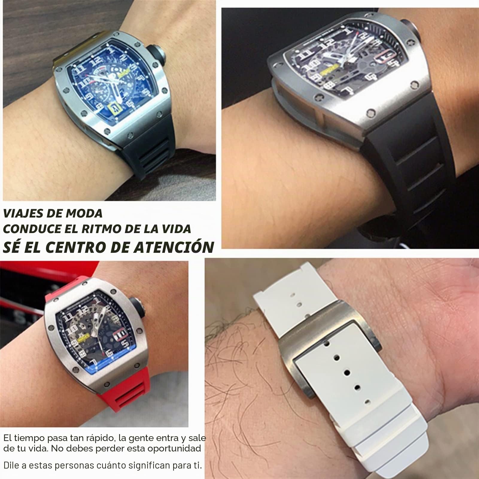 Correa de reloj de goma de 20mm y 25mm para Richard Spring Bar, correa de silicona para reloj deportivo Mille, pulsera impermeable suave