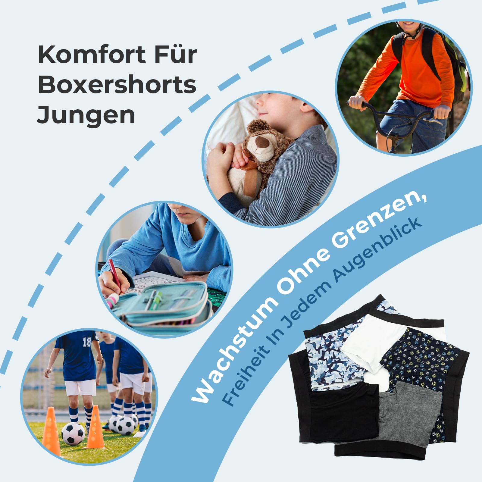 L&K-II Pack de 10 Calzoncillos Bóxer Niños en Algodón Cintura elástica Bóxers para Niño Adolescente 8-16 años Ropa Interior Negro o con Estampado