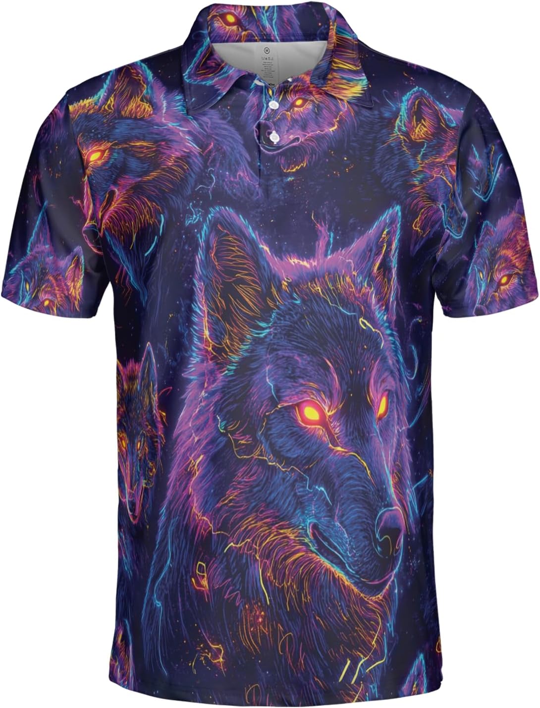 Neon Animal Golf Polo Shirts for Men - Galaxy Space Mens Polo Shirts Short Sleeve Regular Fit Series 131