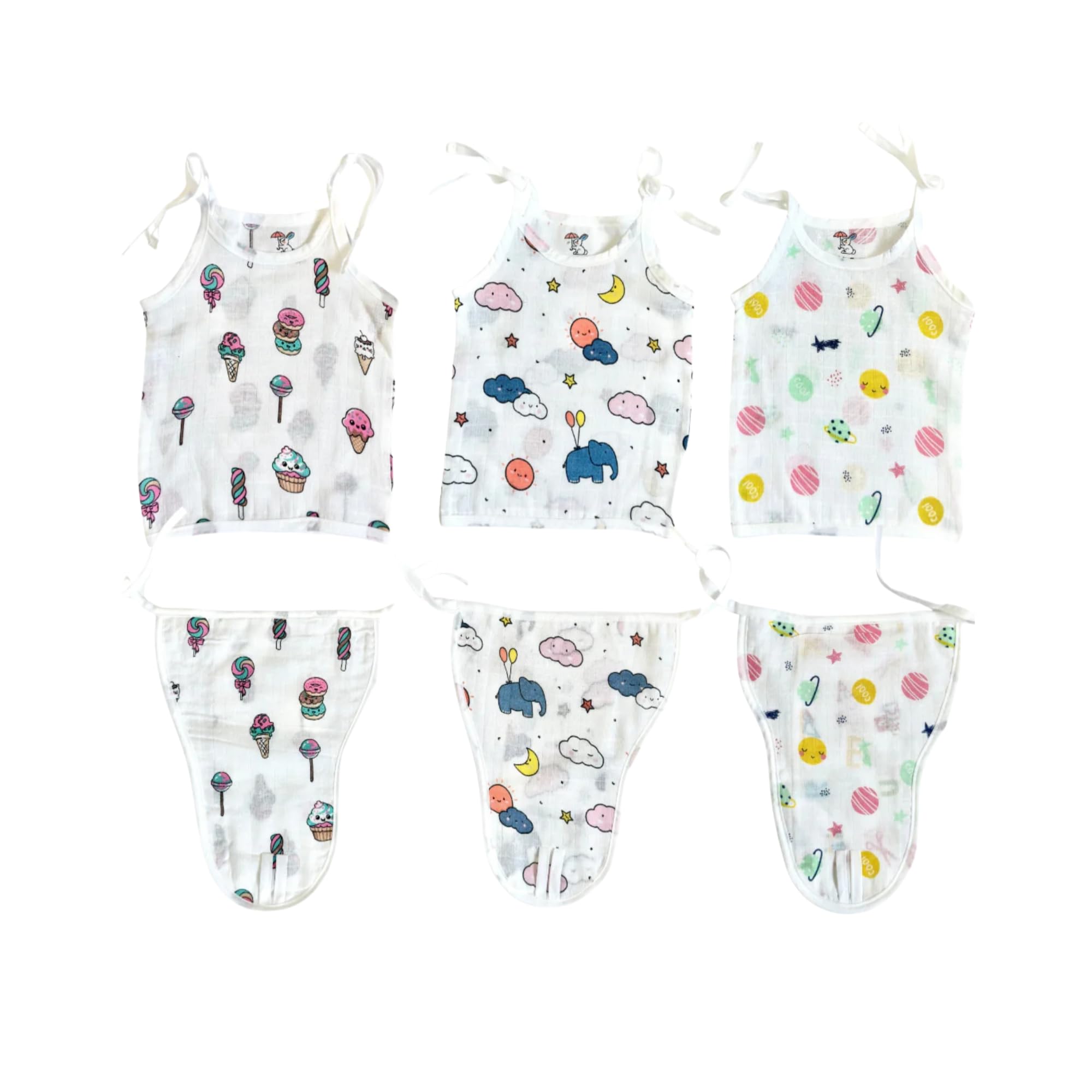 Muslin Cotton Knot Jabla and 4 Layer Nappy Set for Babies Baby Clothing Combo Pack-image-15