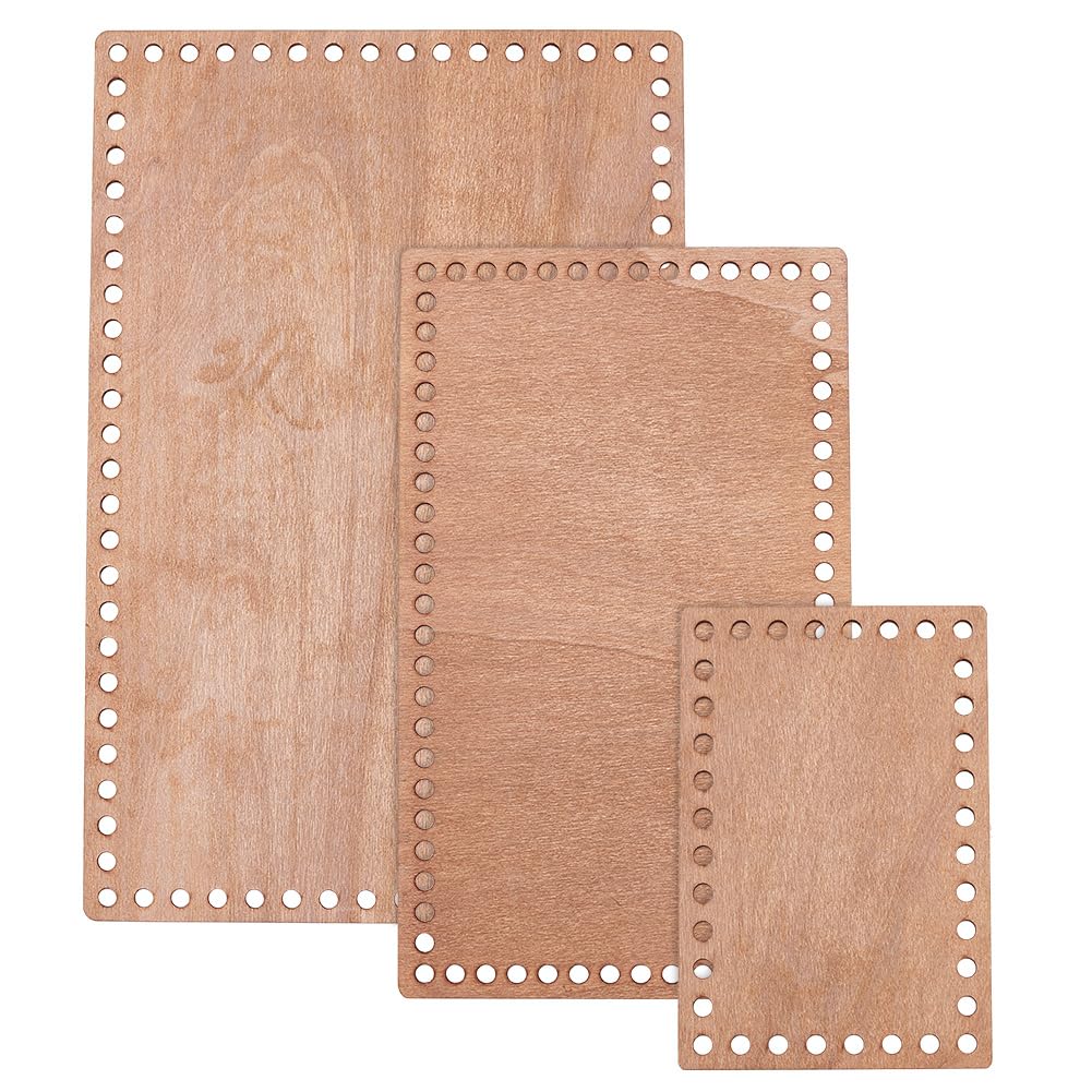 Base de panier au crochet rectangulaire en bois noble pour finitions de paniers impeccables