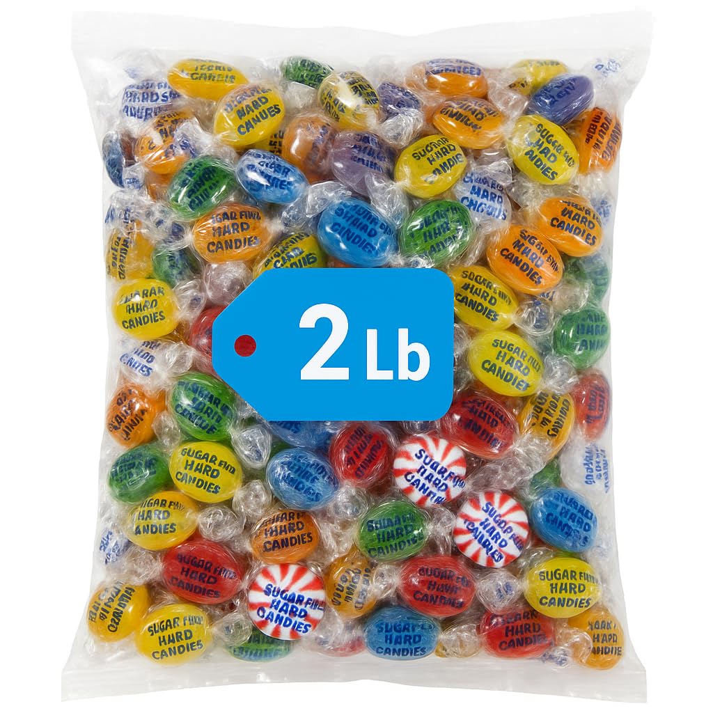 Sugar-Free Assorted Hard Drops – 2lb Bulk Individually-Wrapped Mixed-Flavor Candy