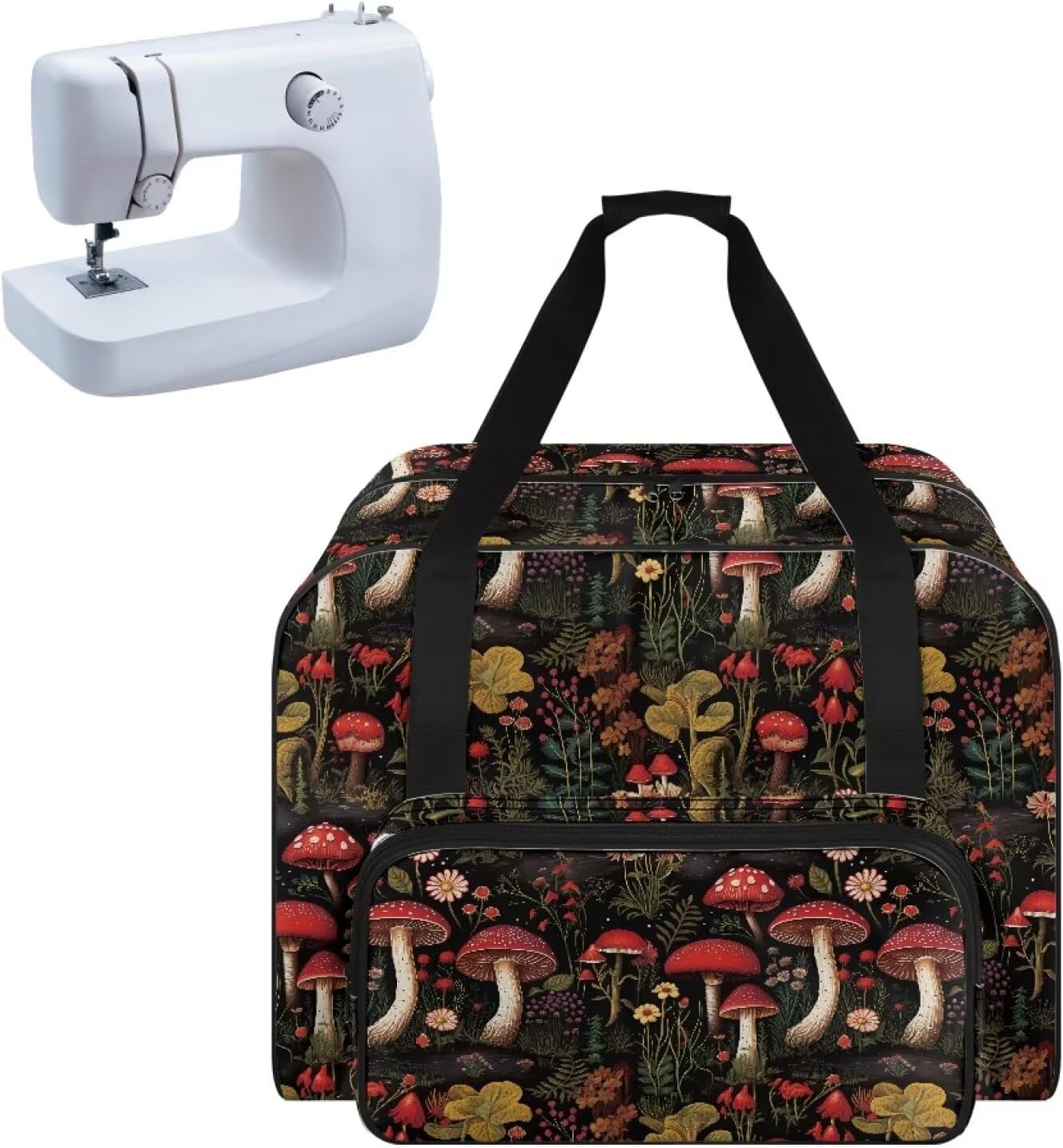 Mushroom Sewing Machine Carrying Case Sewing Machine Case Sewing Machine Cover Sewing Machine Travel Case for Most Standard Sewing Machines Sewing Machine Bag with Multiple Compartments