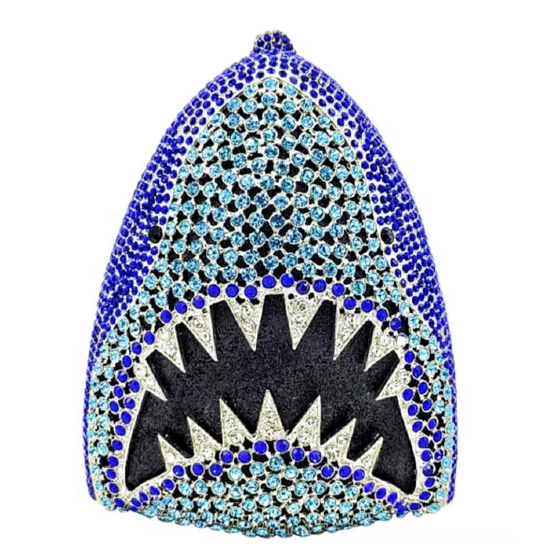 Tasysain Women Rhinestone Evening Handbag Sparkling Unique Shark Head Design Clutch Trendy Glitter Shoulder Diamond Purse