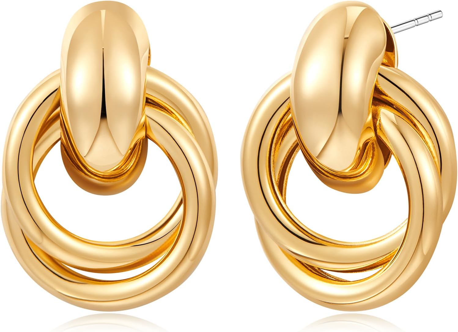 Gold Geometric Drop Dangle Earrings for Women Stud Small Twisted Link Earrings 14K Gold Plated Jewelry Gifts