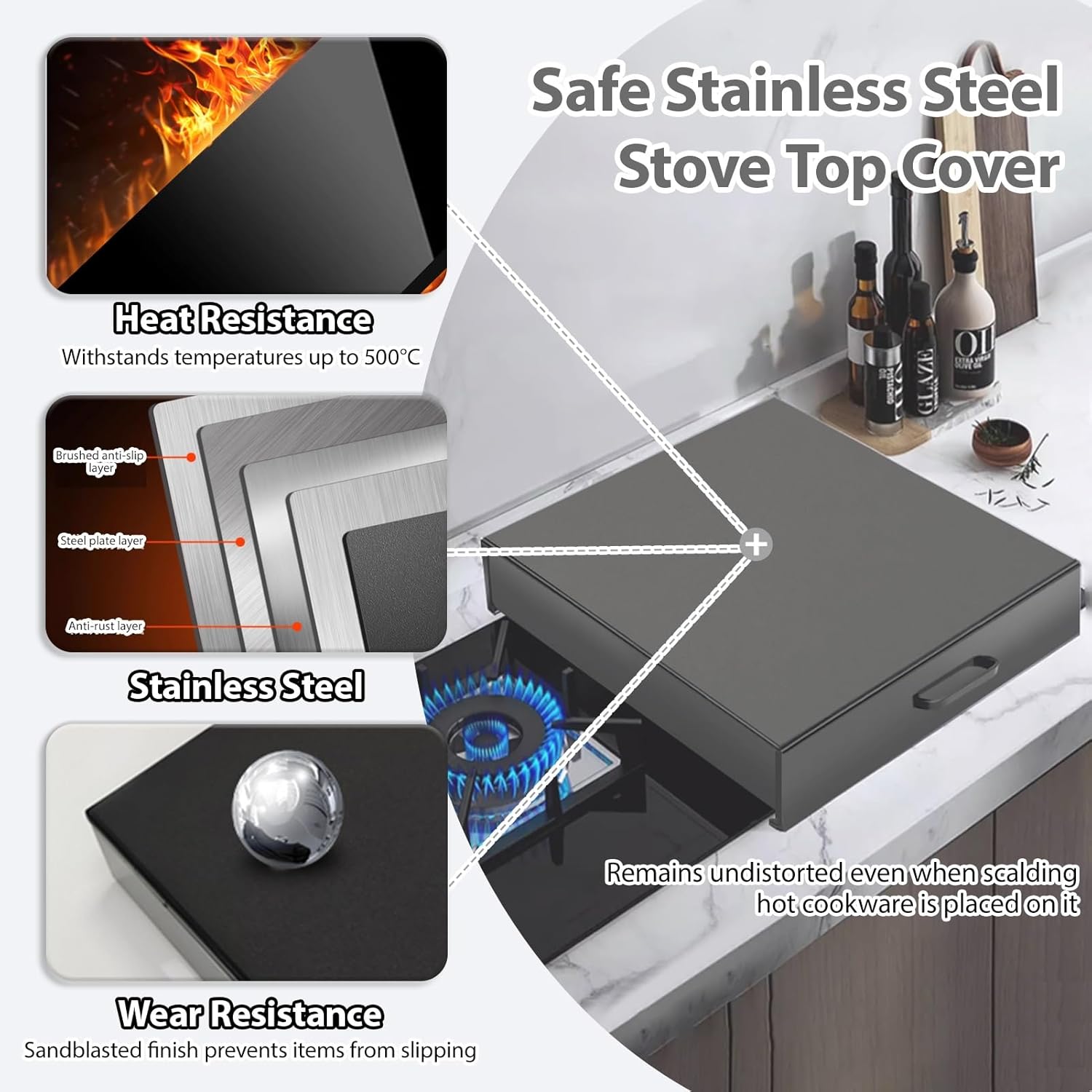 Stove Top Cover 11.9-30 inch Long, Customizable Large Noodle Board Stove Covers, Strong Load-bearing Black Stove Guard Top Protector(L60xW45x9cm(23.7x17.8x3.6"))