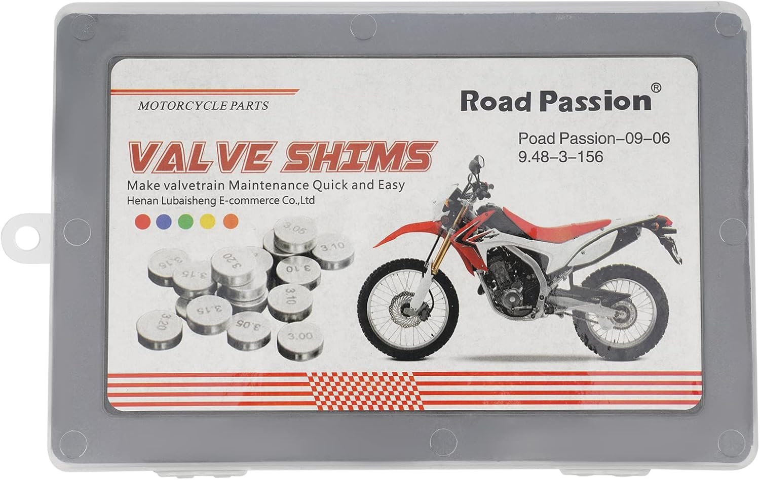 Kit de cales de valve 9.48mm Road Passion 156 Pièces Incrément de 1.20-4.00mm 0.05mm pour Yamaha YFZ450 2004-2009 / YFZ450 Bill Balance Edition 2006-2007