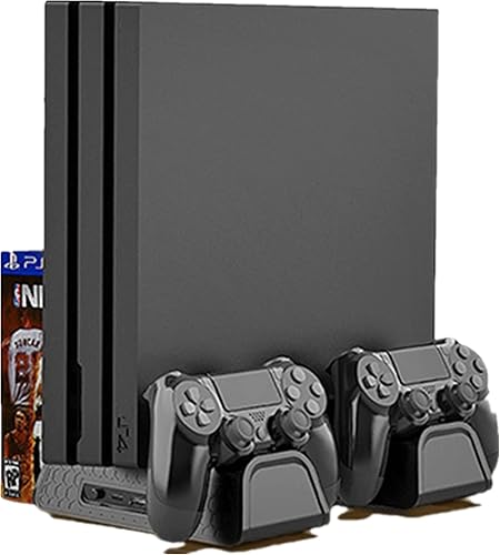 Base de carga de estación de ventilador de refrigeración para Playstation 4 estación de carga de controlador con ranuras de juego para Playstation 4