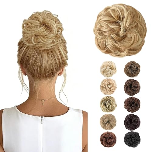 Vista 39 de MORICA Extensión de pelo sintético en forma de moño rizado y ondulado para mujeres (85H6A)