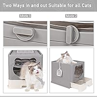 Vista 13 de Fully Enclosed Cat Litter Box with Lid, Foldable Extra Large Cat Toilet, Drawer Type Litter Tray with Plastic Scoop, Suitable for Cats Under