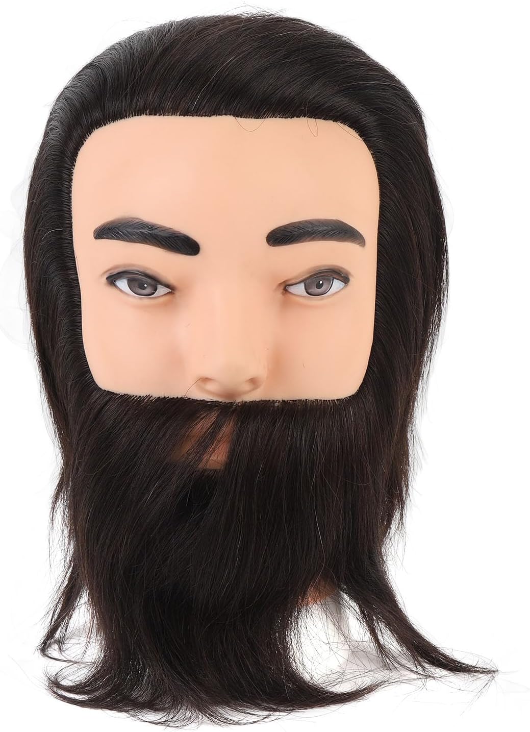 Male Mannequin Head with Beard, Barber Practice Head for Hair Styling Training, Realistic Resin PVC Hairdresser Model with Facial Hair, for Salon Bleach Dye Trim