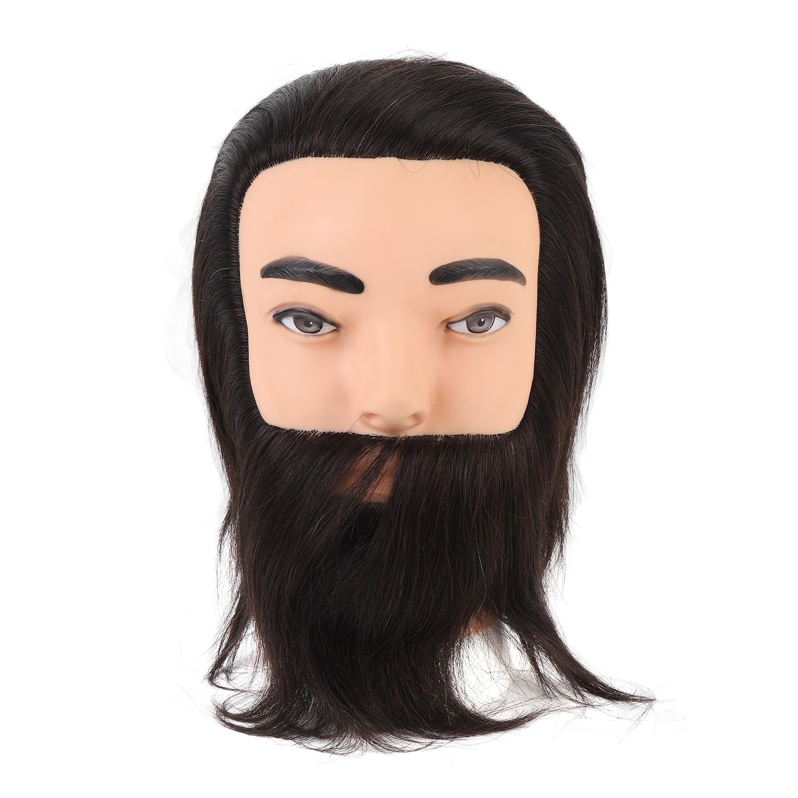 Männlicher Schaufensterkopf mit Bart, Friseur-Übungskopf für das Training im Haarstyling, realistischer Friseur‑Trainingskopf aus Harz/PVC mit natürlichen Gesichtsbehaarung für