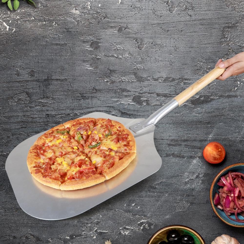 Pala for pizza in alluminio con manico in legno