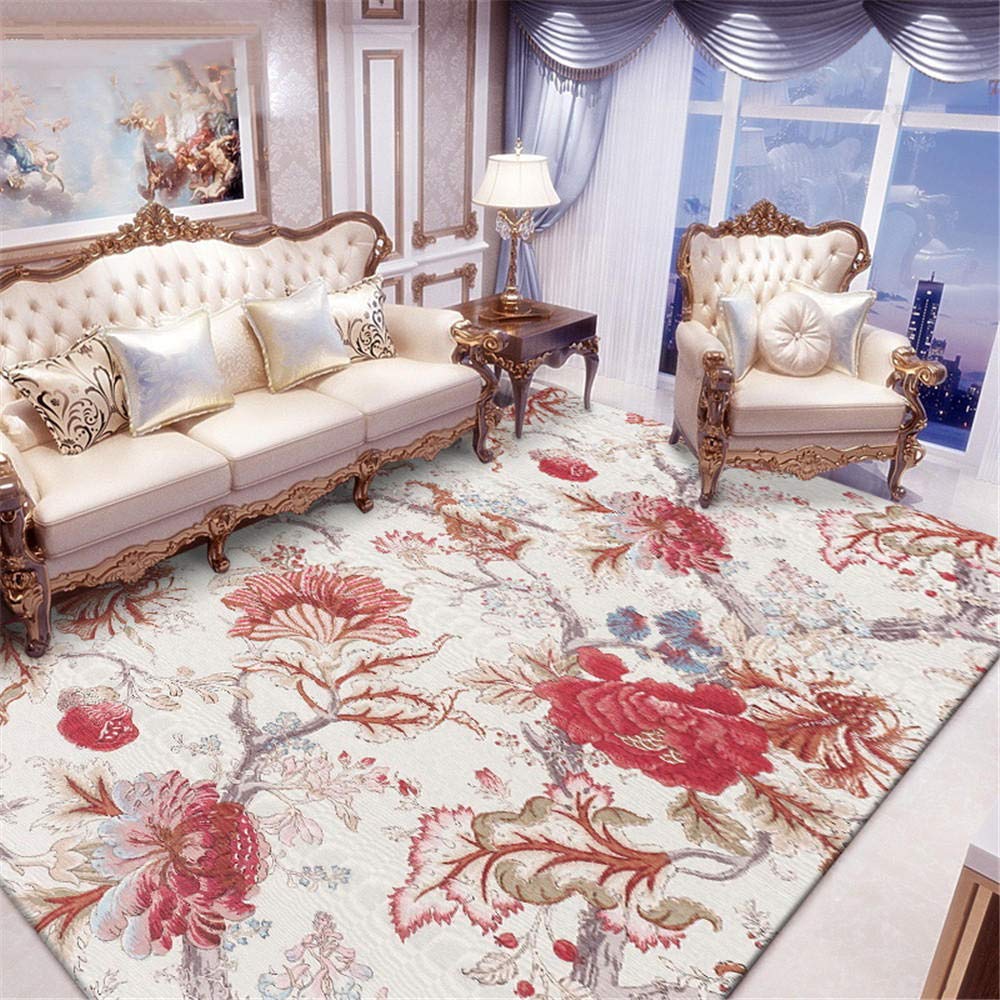 Tapis retro fleur rouge antiderapant et durable pour couloir
