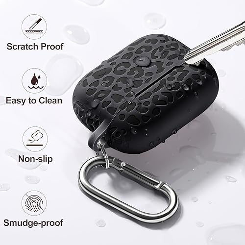 Vista 305 de Funda para Airpods de 2ª y 1ª, silicona suave, leopardo, compatible con Apple AirPods de 2ª/1ª generación de carga con llavero, a prueba de golpes