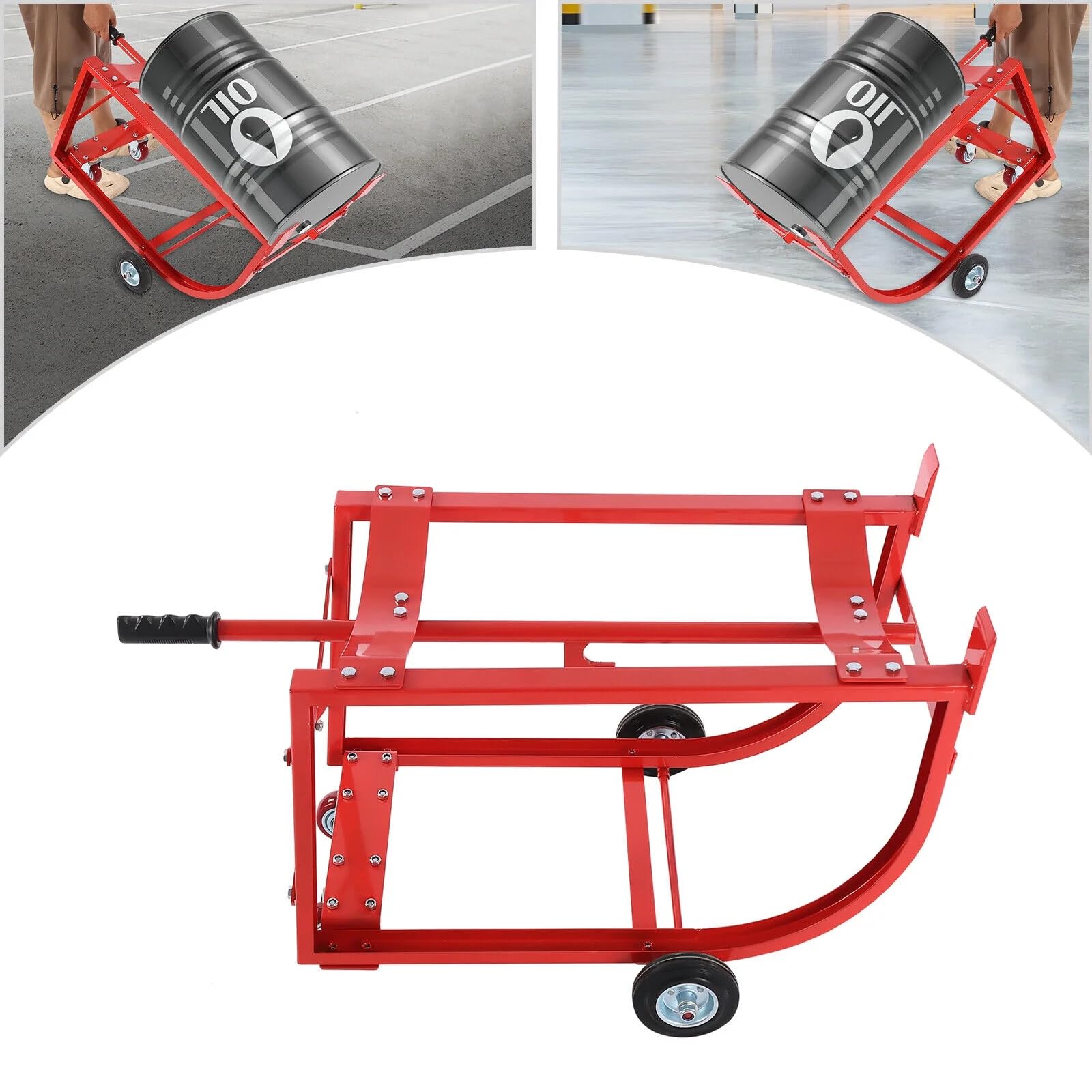 Supporto per tamburo con ruote, supporto mobile in acciaio resistente, per officina e magazzino, supporta fino a 272 kg di capacità