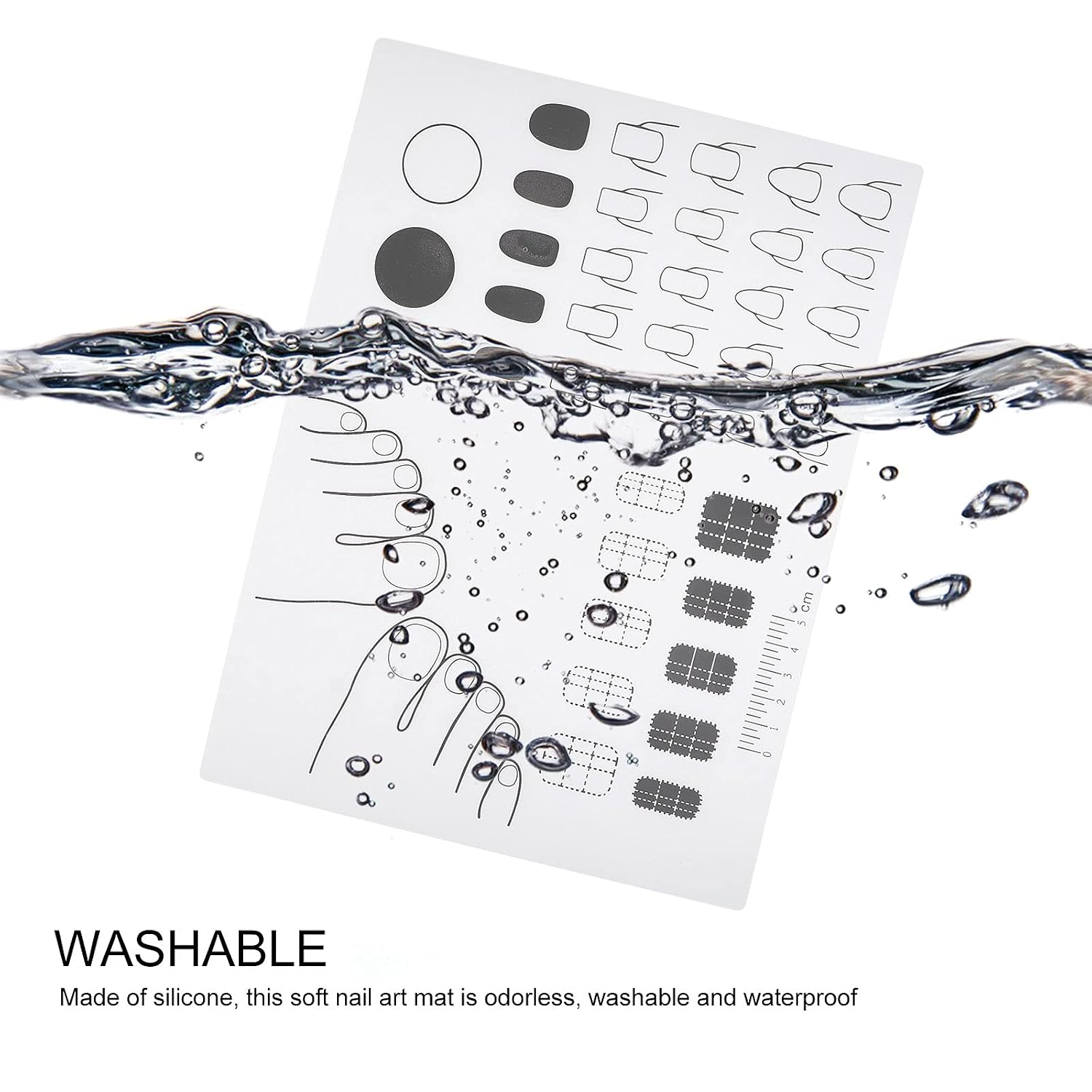 Uonlytech Acrylic Nail Training Mat 11.02X8.26In Silicone Manicure Mat for Nail Art Practice and DIY Application Trainer Sheet for Tech Training
