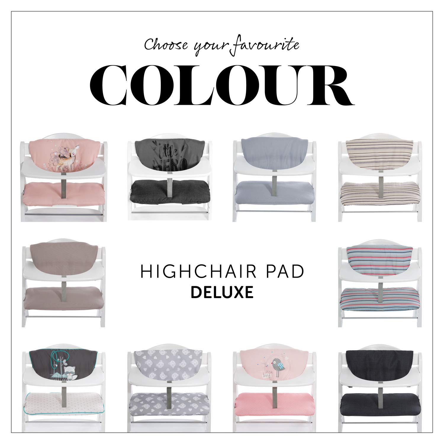 hauck Highchair Pad Deluxe, Beige – Cuscino per Bambini 6 – 36 Mesi - Compatibile con Seggiolone Pappa in Legno Alpha+, Beta+ e Arketa – Copriseduta Soffice a 2 Pezzi per Seduta e Schienale