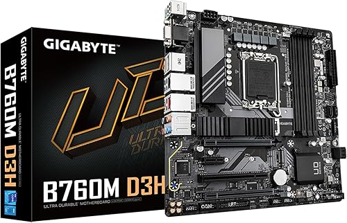 GIGABYTE B760M D3H (LGA 1700 Intel B760 Micro ATX DDR5 Dual M.2 PCIe 4.0 USB 3.2 Gen 2 Tipo-CIntel 2.5GbE LANQ-Flash PlusPCIe EZ-Latchplaca base)