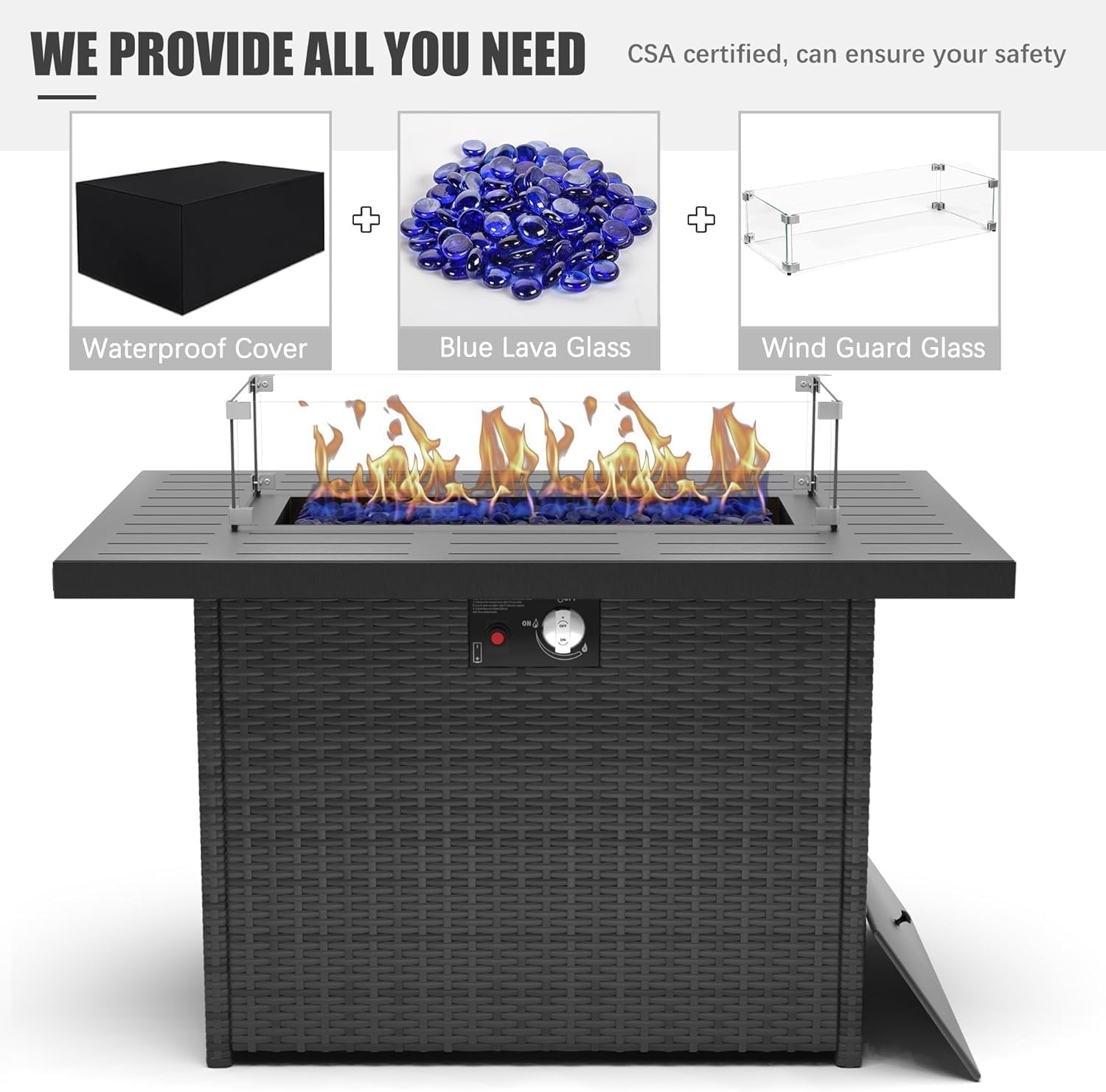 7 Pieces Outdoor Furniture Patio Furniture Sets with Fire Pit Table, Aluminum Patio Conversation Set, Outdoor Sectional for Backyard Lawn Poolside