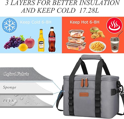 Miniatura 2 de LANDICI Bolsa enfriadora plegable para 24 latas, aislada, a prueba de fugas, suave, para camping, picnic, playa, golf, viajes, bolsa de
