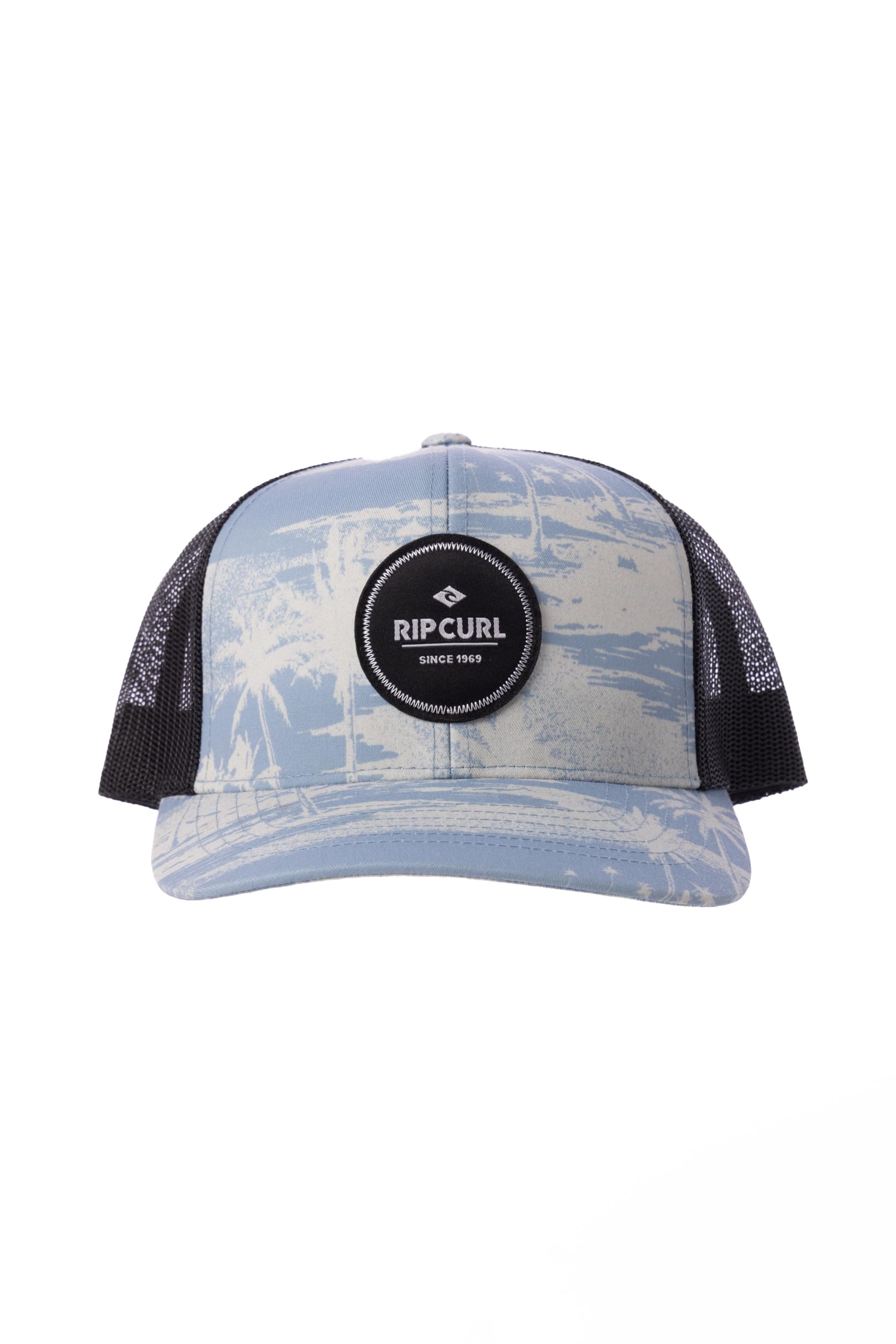 RIP CURL Men's Curve Peak, Structured Trucker Hat, Mesh Snapback Baseball Cap, Adjustable, Spray Blue Exc, One Size