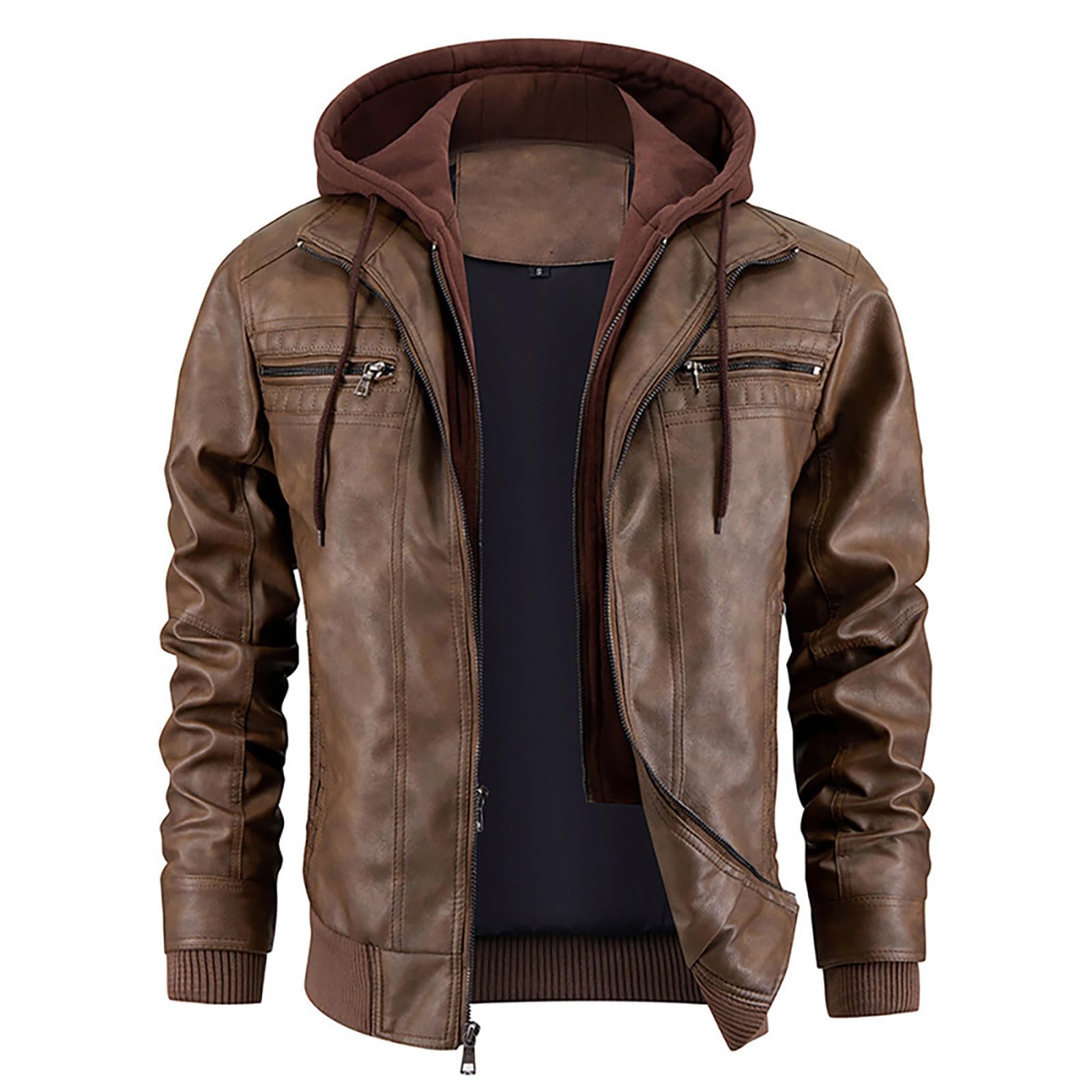Chaqueta cortavientos con capucha para hombre, ligera, informal, de temporada, de piel sintética con construcción cómoda para caminar, senderismo, viajes, viajes y capas de clima suave
