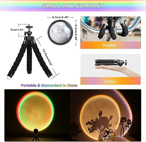 Miniatura 7 de Proyección de lámpara de puesta de sol, proyector de lámpara de luz solar de la hora dorada, lámpara de pie con control remoto, luz nocturna que