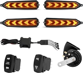 UTV Arrow Design Turn Signal Kit with Horn, Plug and Play, Rocker Switch | Pre-Wired, IP67 Waterproof, Street Legal Turn Blinker Kit for Polaris Ranger 1000, Rzr, Can-Am, Arctic Cat, CFMOTO, Golf Cart