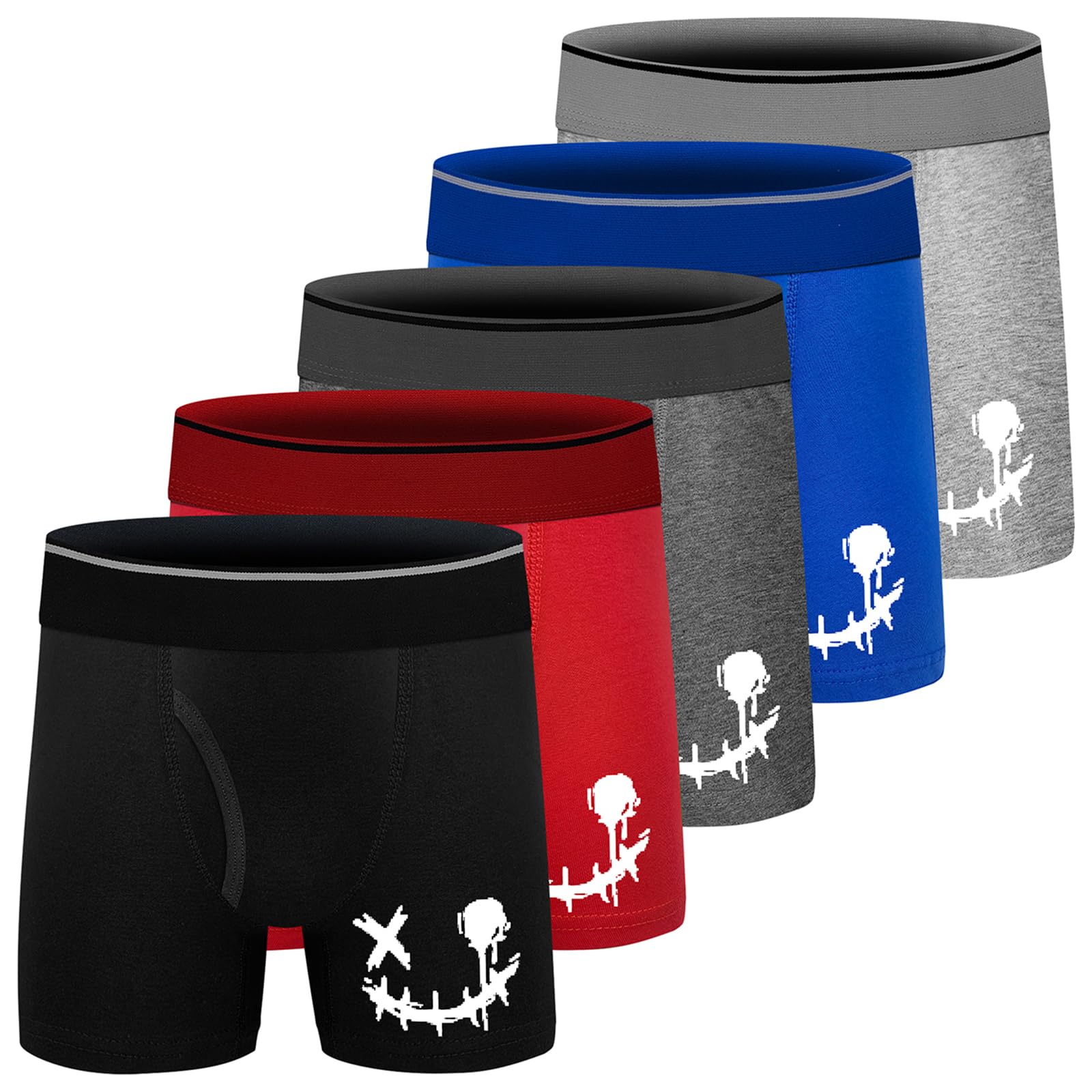 Boys Boxer Briefs Cotton Toddler Underwear Breathable Mesh Performance Sport Big Boy Boxer Briefs with Fly 5 Pack