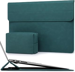 HYZUO 15-16 Pulgadas Funda para Portátiles con Soporte, Verde Oscuro | para MacBook Pro 16 M5-M1 Pro/Max A3428 A3429 2026-2019, XPS 15, MacBook Pro 15 2015-2012, Samsung Galaxy Book Pro/Flex 15
