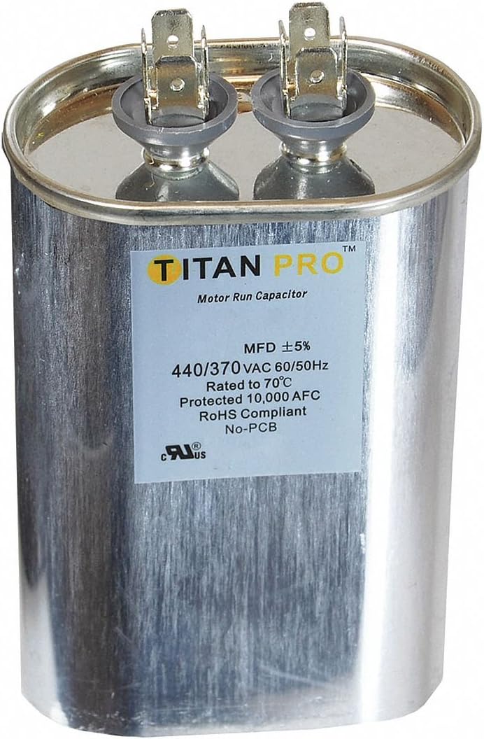 Titan Pro Oval Motor Run Capacitor, 50 Microfarad Rating, 370-440VAC Voltage - TOCF50