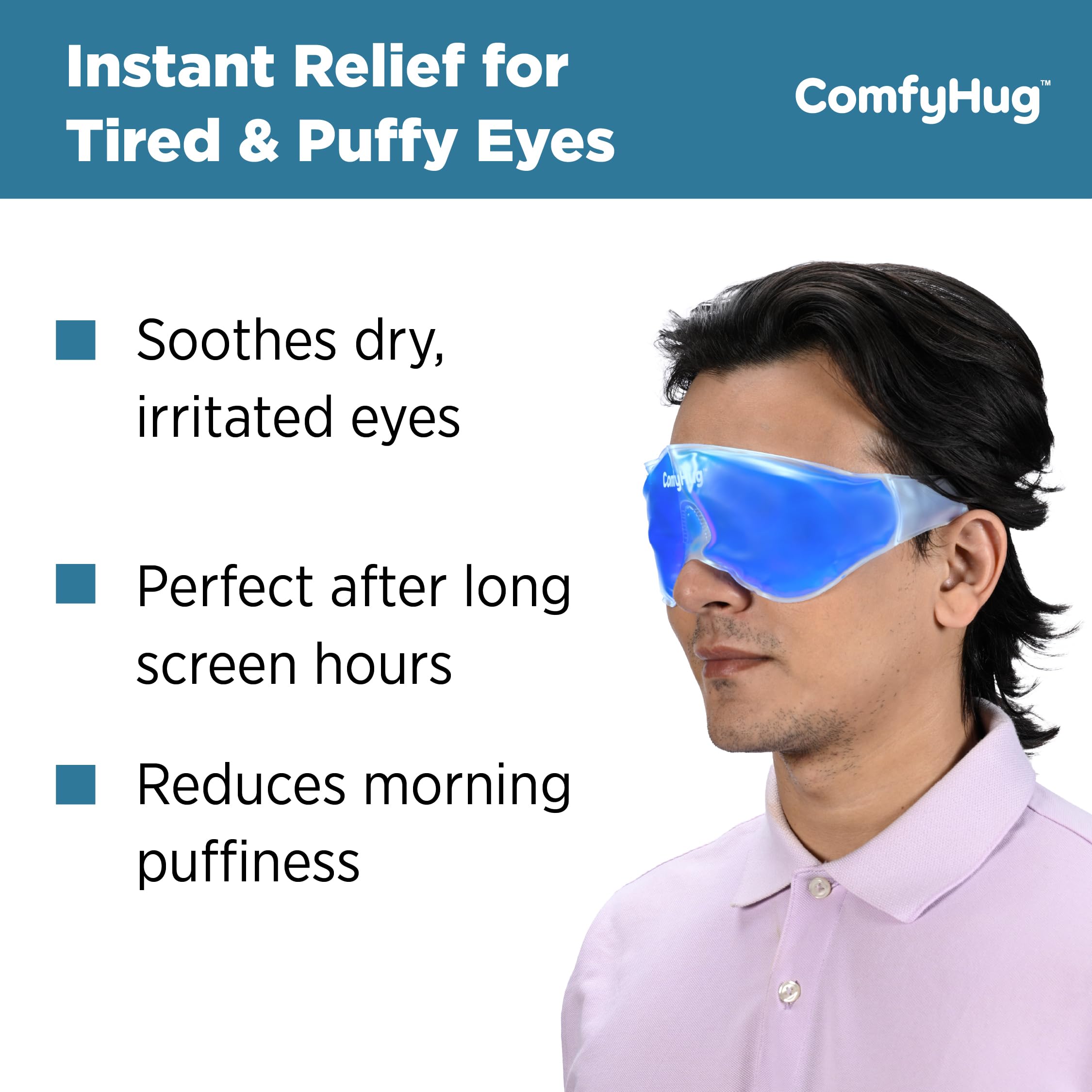 ComfyHug Cooling Gel Eye Mask for Puffy Eyes, Dark Circles & Migraines - Reusable Cold Compress Therapy Pack with Adjustable Strap for Sleep, Headaches & Eye Relaxation (Pack of 1) — Amazon image 10
