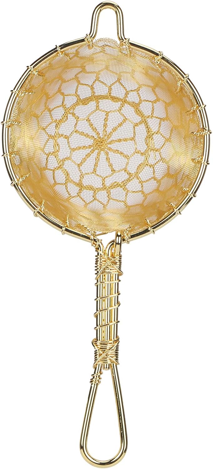 Copper Tea Infuser Strainer Reusable Loose Leaf Teapot Filter with Long Handle for Tea Makers