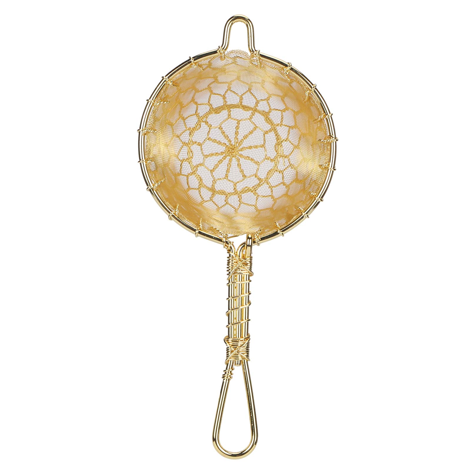 Infuseur à thé en cuivre, filtre réutilisable en vrac avec long manche, maille fine tissée à la main pour théière, idéal pour l'infusion de thé à base de plantes et de feuilles en vrac