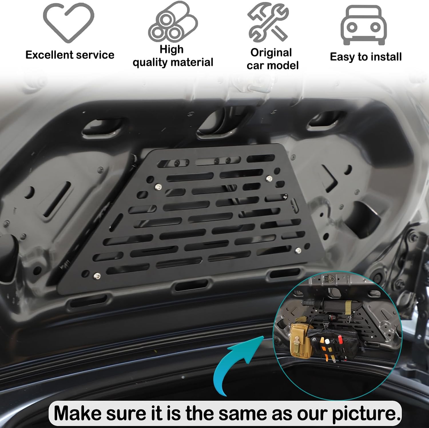 Trunk Molle Panels Compatible with Mazda MX-5 NC RF Miata 2016-2023 Car Trunk Lid Storage Mounted,1pc Tailgate Tool Aluminum Alloy Organizer (Style A)