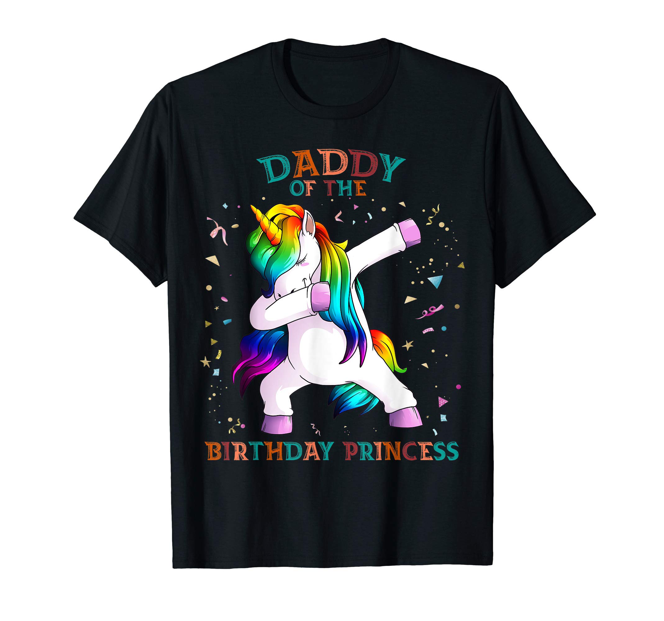 Daddy of the Birthday Princess Dab Unicorn Dad Rainbow Gift T-Shirt