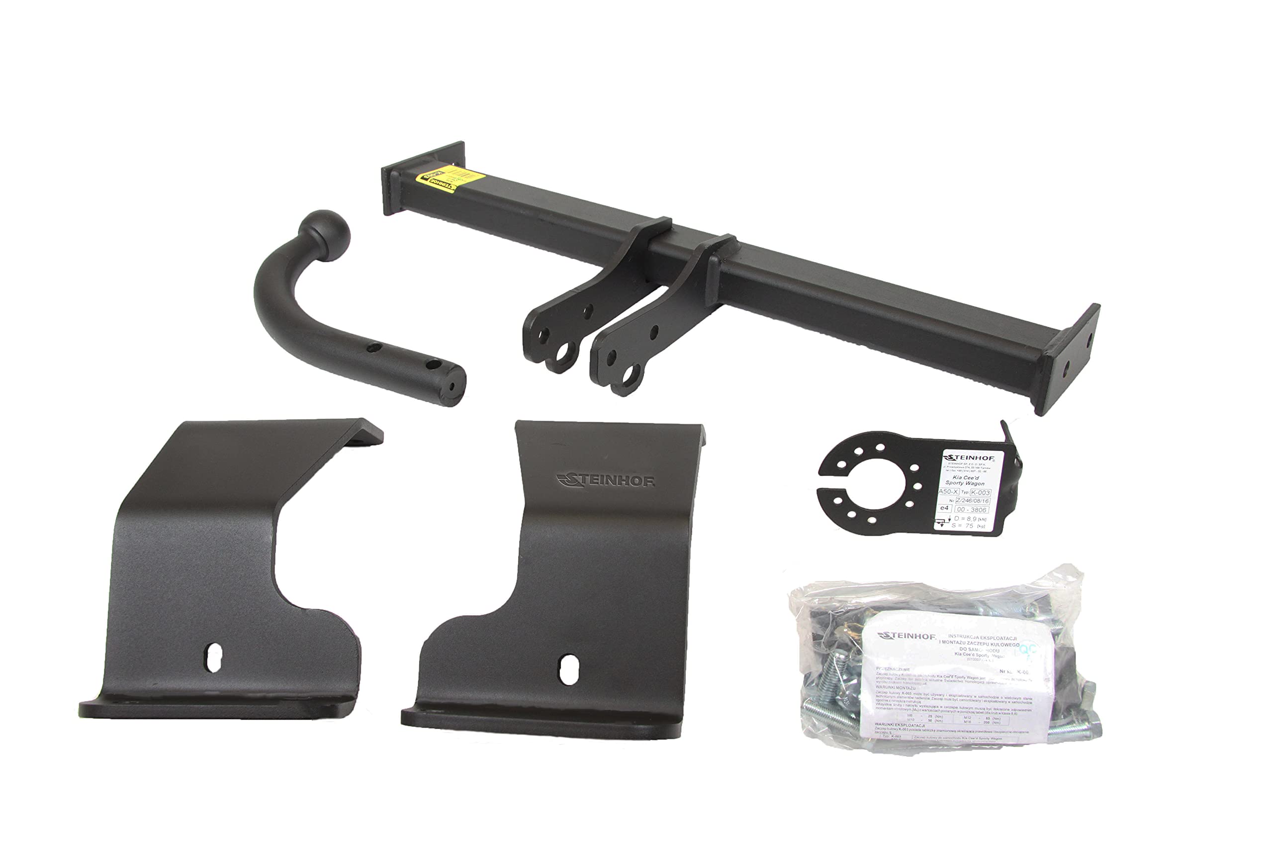 STEINHOF NEU Anhängerkupplung AHK starr kompatibel mit Kia Cee'd SW Kombi 07.2007-08.2012 mit 13-polig Universal-Elektrosatz