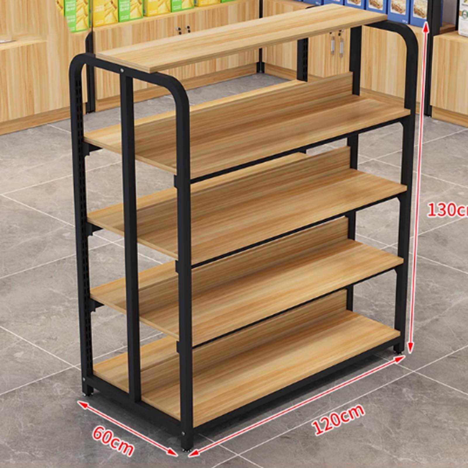 Genérico Estantería Comercial de Alta Resistencia para supermercados, Expositor de Dulces y Mueble Central Tipo Isla, estanterías para supermercados, farmacias y garajes (B, 120x60x130cm)