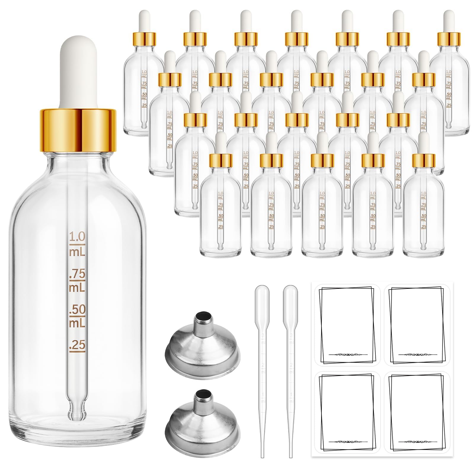 Bumobum 24 Pack Clear Glass Dropper Bottles
