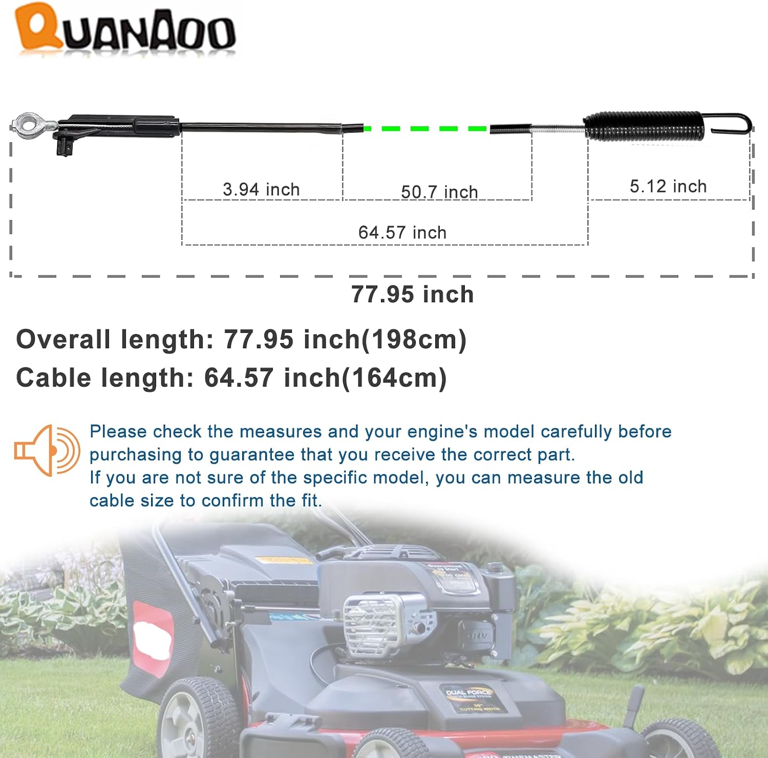 Brake Cable 133-1998 for Toro 30" Timemaster Lawn Mower Blade Engagement Cable Replacement fits 21199 21200 20976 20978 Replaces 115 8439 Walk Behind Lawnmower Brake Cable Parts