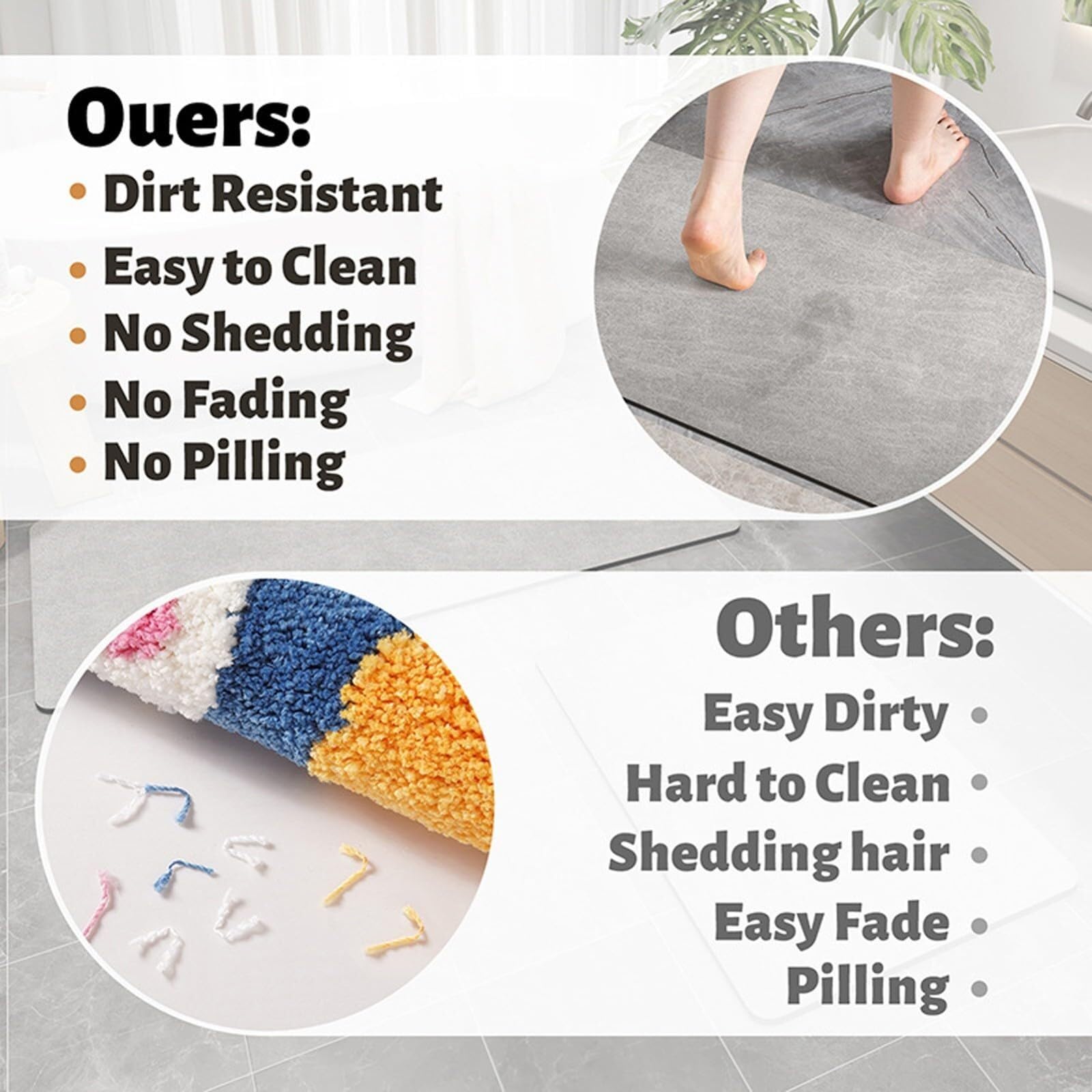 Tappetino da Bagno in Pietra Diatomite 50X80cm, Tappeto da Antiscivolo Adatto per Bagno Docce Cucina, Tappetini con Fondo in Gomma per Indoor Floor & Door Mat