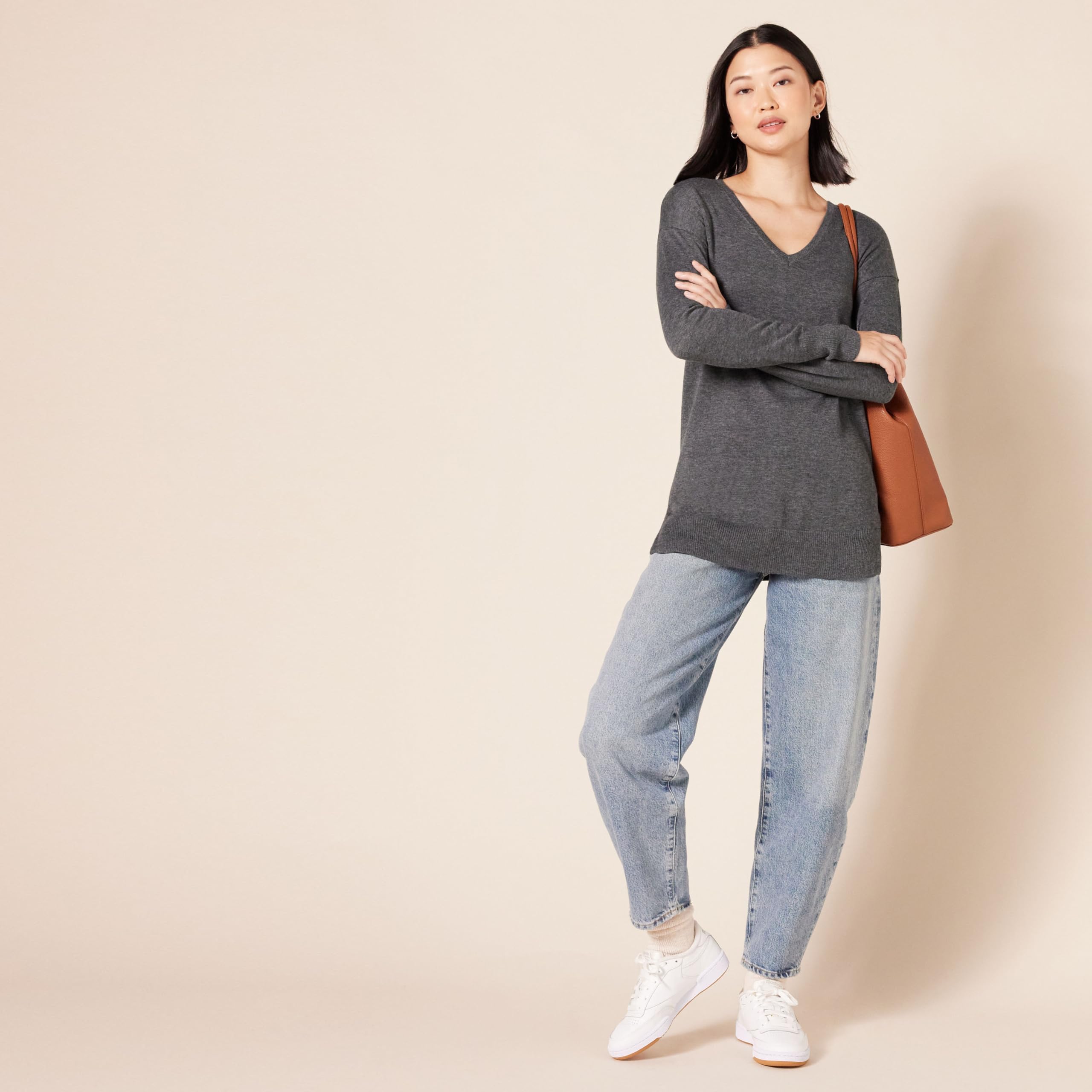 Amazon Essentials Maglione A Tunica Leggero A Maniche Lunghe Con Scollo A v (Disponibile In Taglie Forti) Donna