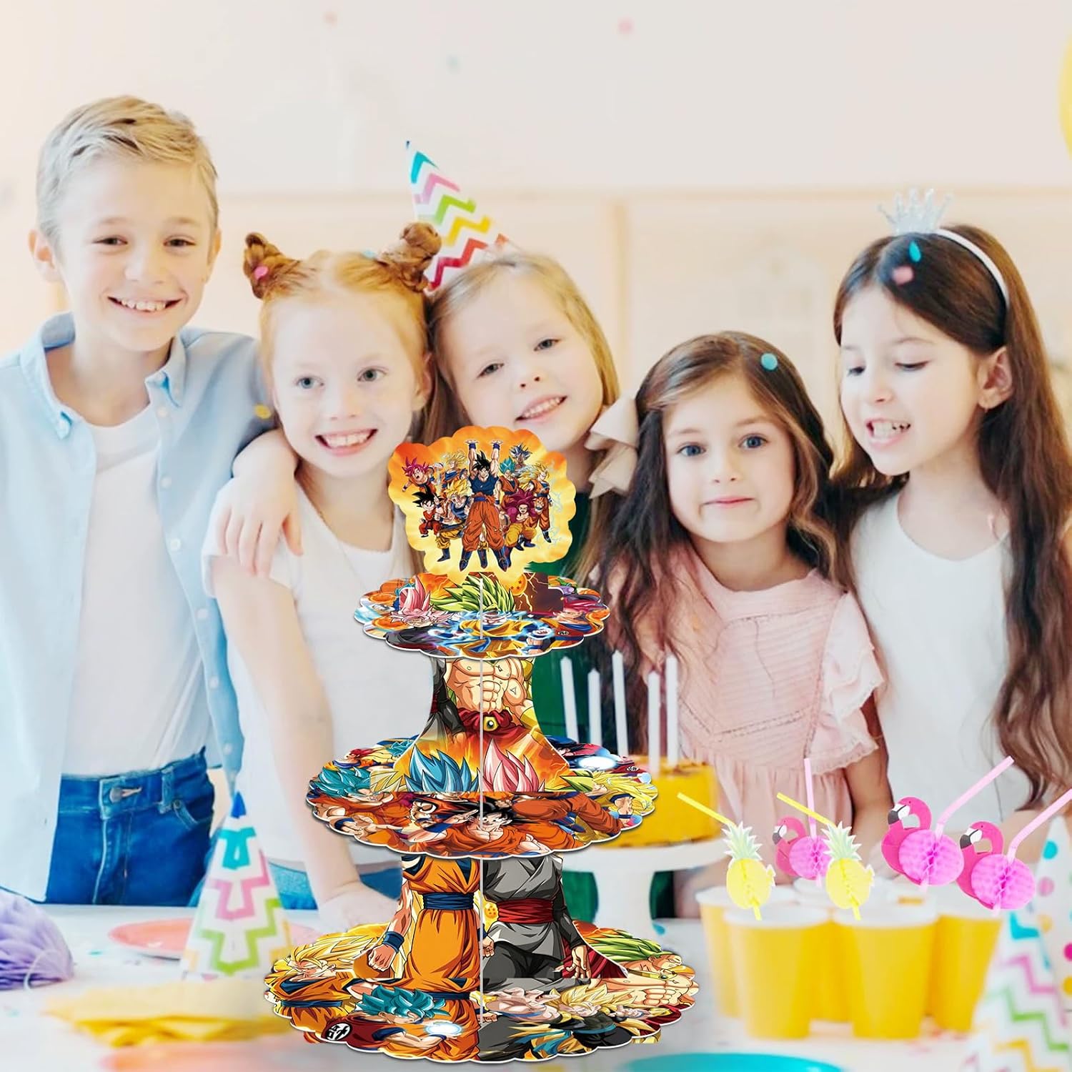 Dragol Themed Party Supplies Set: 3-Tier Cupcake Stand for Dral Birthday Decorations